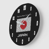 Japan Flag on Black – Bold Minimalist Große Wanduhr (Winkel)