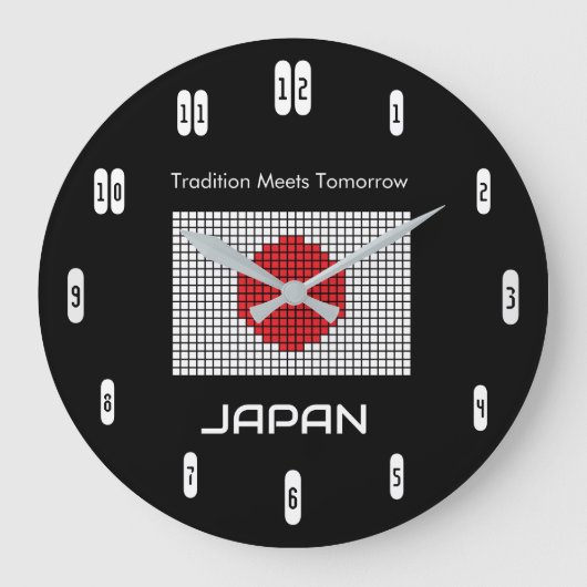 Japan Flag on Black – Bold Minimalist Große Wanduhr (Vorderseite)