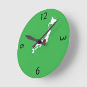 Japan flag on the map runde wanduhr (Winkel)