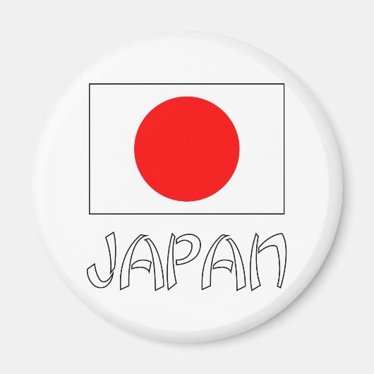 Japan Flag & Word White Magnet (Vorne)