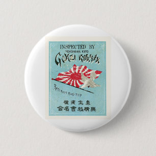 Japan-Flagge Vintage Japanisches Seidenetikett Button