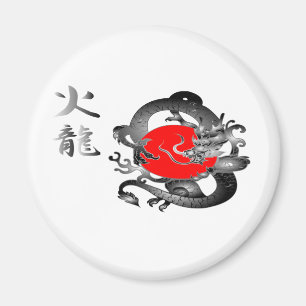 Japan-Flaggen-Feuer-Drache-Magneten Magnet