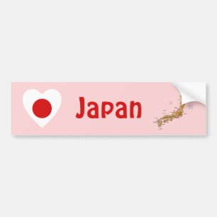 Japan-Flaggen-Herz + Karten-Autoaufkleber Autoaufkleber