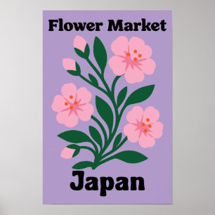 Japan Flower Market Rosa Kirschblüte Poster