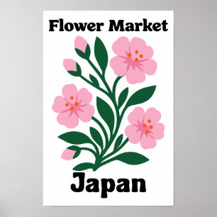 Japan Flower Market Rosa Kirschblüte Poster
