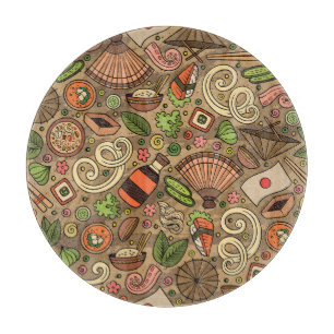 Japan Food: Niedliche Hand gezogen Schneidebrett