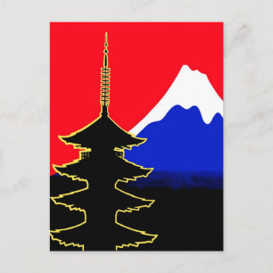 Japan, Fuji und Baum Postkarte