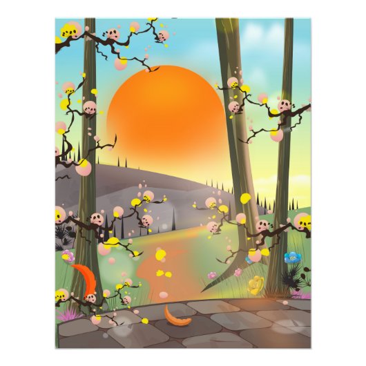 Japan Garden bei Sonnenuntergang Fotodruck (Vorne)