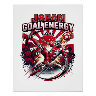 Japan Goal Energie Skelett-Stürmer Nationen Kreati Poster
