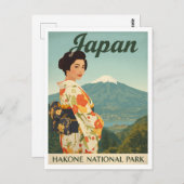 Japan Hakone Fuji Kimono Retro Postkarte (Vorne/Hinten)