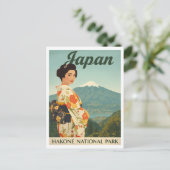 Japan Hakone Fuji Kimono Retro Postkarte (Stehend Vorderseite)