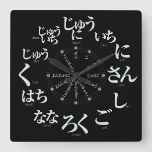 Japan Hiragana-Stil [schwarzes Gesicht] Quadratische Wanduhr