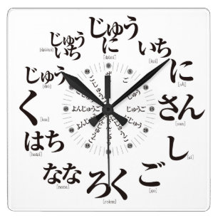 Japan Hiragana-Stil [weißes Gesicht] Quadratische Wanduhr