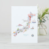 Japan Illustrated Map Flat Greeting Karte (Stehend Vorderseite)