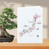 Japan Illustrated Map Folded Greeting Karte