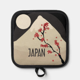Japan Illustration mit Berg und Mond Topflappen