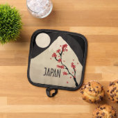 Japan Illustration mit Berg und Mond Topflappen (Oben Unten)