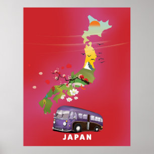 Japan Illustration Reiseplakat. Poster