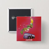 Japan Illustration Reiseposter. Button (Vorne & Hinten)