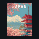 Japan Illustration Travel Art Vintage Postkarte<br><div class="desc">Japan retro vector travel design. From Tokyo’s vibrant streets and Kyoto’s historic shrines to the majestic Mount Fuji and spring cherry blossoms,  Japan offers a perfect blend of culture,  nature,  and innovation for travelers around the world.</div>