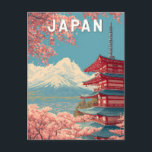 Japan Illustration Travel Art Vintage Postkarte<br><div class="desc">Japan retro vector travel design. From Tokyo’s vibrant streets and Kyoto’s historic shrines to the majestic Mount Fuji and spring cherry blossoms,  Japan offers a perfect blend of culture,  nature,  and innovation for travelers around the world.</div>