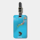 Japan Illustriert Map Reiseplakat drucken. Gepäckanhänger (Vorderseite vertikal)