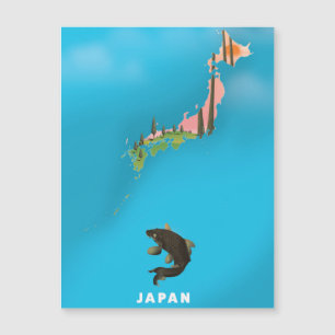 Japan Illustriert Map Reiseplakat drucken. Magnetkarte