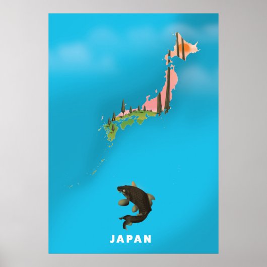 Japan Illustriert Map Reiseplakat drucken. Poster (Vorne)
