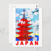 Japan im Frühling, japanischer Tempelturm, Vintag Postkarte (Vorne/Hinten)