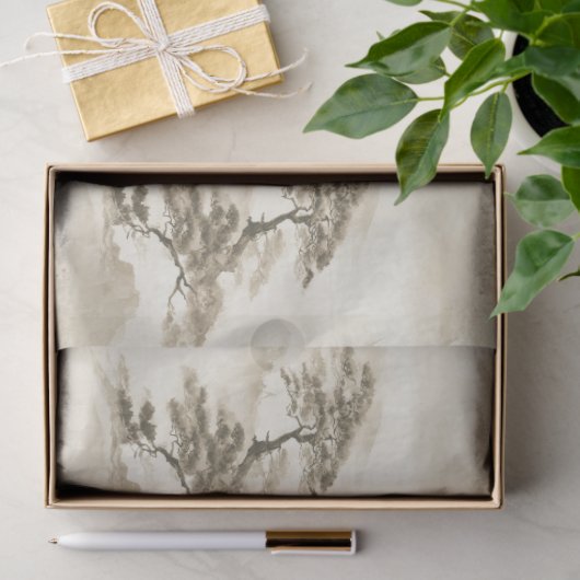 Japan Ink Landscape Minimal Misty Mountain Seidenpapier (Geschenk)