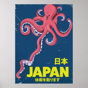 Japan Japan Vintage Tintenfisch Reiseplakat Poster