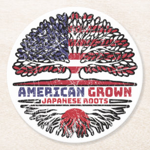 Japan Japanese US American USA United States Tree Runder Pappuntersetzer
