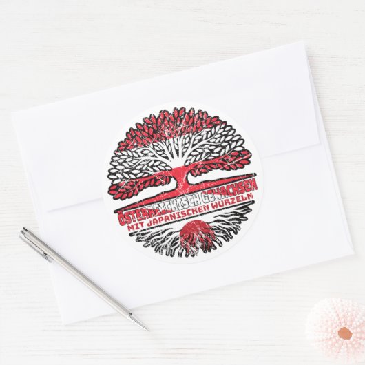 Japan Japanisch Österreichisch Österreich Baum Runder Aufkleber (Umschlag)
