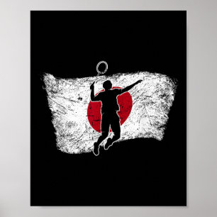 Japan Japanische Flagge Badminton Poster