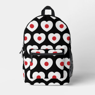 Japan Japanische Flagge Herz Bedruckter Rucksack