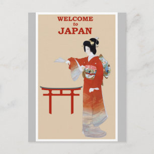Japan Japanische Geisha Vintage Reiseplakat Postkarte