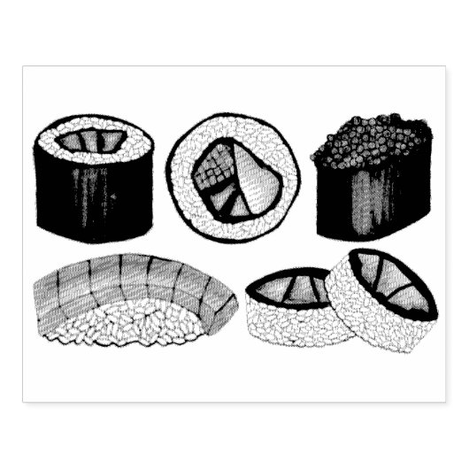 Japan japanische Küche Sushi Maki Rolls Restaurant Gummistempel (Prägung)