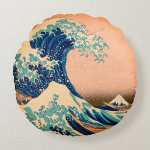 Japan - Japanische Kunst (Große Welle vor Kanagawa Rundes Kissen