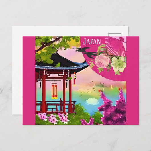 Japan Japanische Pagoda Wasserfarbenreise Postkarte (Vorne/Hinten)