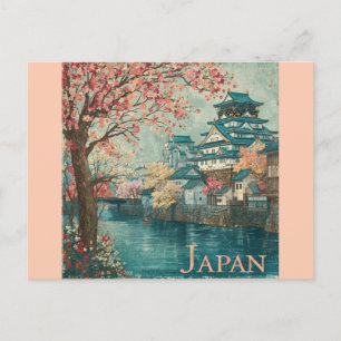 Japan Japanischer Tempel Cherry Blossom Reise Postkarte
