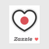 Japan | Japanisches Flaggenherz Aufkleber (Blatt)