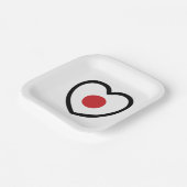 Japan | Japanisches Flaggenherz Pappteller (Gewinkelt)