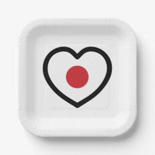 Japan   Japanisches Flaggenherz Pappteller
