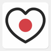 Japan | Japanisches Flaggenherz Quadratischer Aufkleber (Vorderseite)