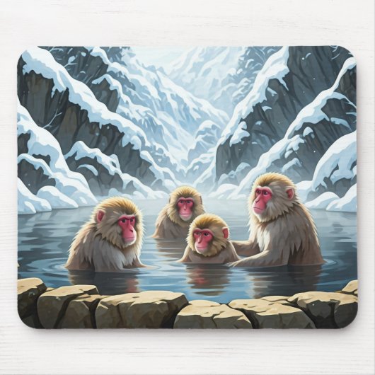 Japan Jigokudani Monkey Park Snow Affen Mousepad (Vorne)