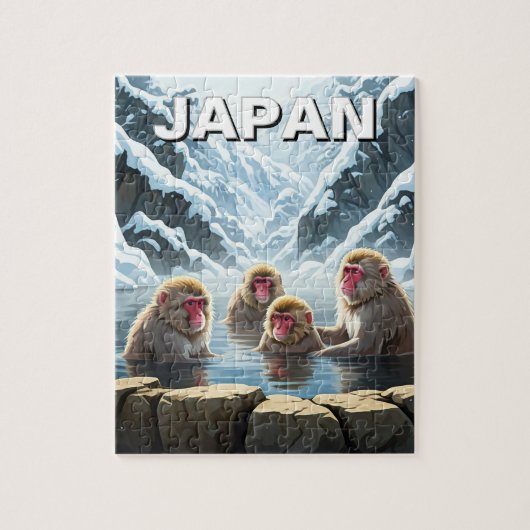 Japan Jigokudani Monkey Park Snow Affen Puzzle (Vertikal)