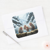 Japan Jigokudani Monkey Park Snow Affen Quadratischer Aufkleber (Umschlag)