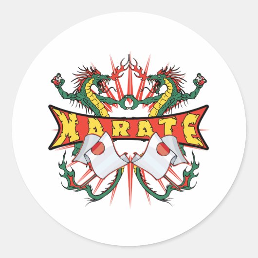 Japan Karate Dragons Runder Aufkleber (Vorderseite)