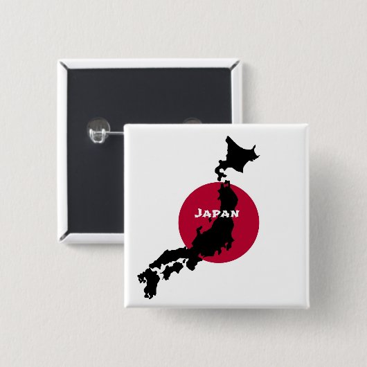 Japan - Karte Silhouette und Flagge Button (Vorne & Hinten)