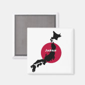 Japan - Karte Silhouette und Flagge Magnet (Vorderseite/Rückseite)